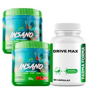 Kit 1 Drive Max - 60 Doses + 2 Insano pré treino