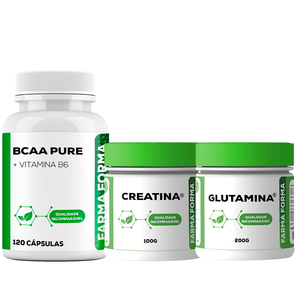 Kit Bcaa 120caps + Creatina 100g + Glutamina 200g